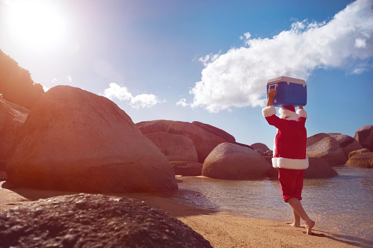 Father Christmas enjoying the sunshine