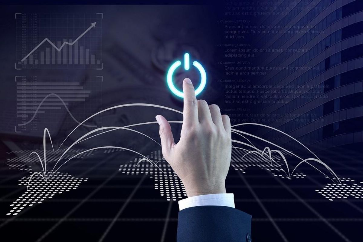 finger pressing on button