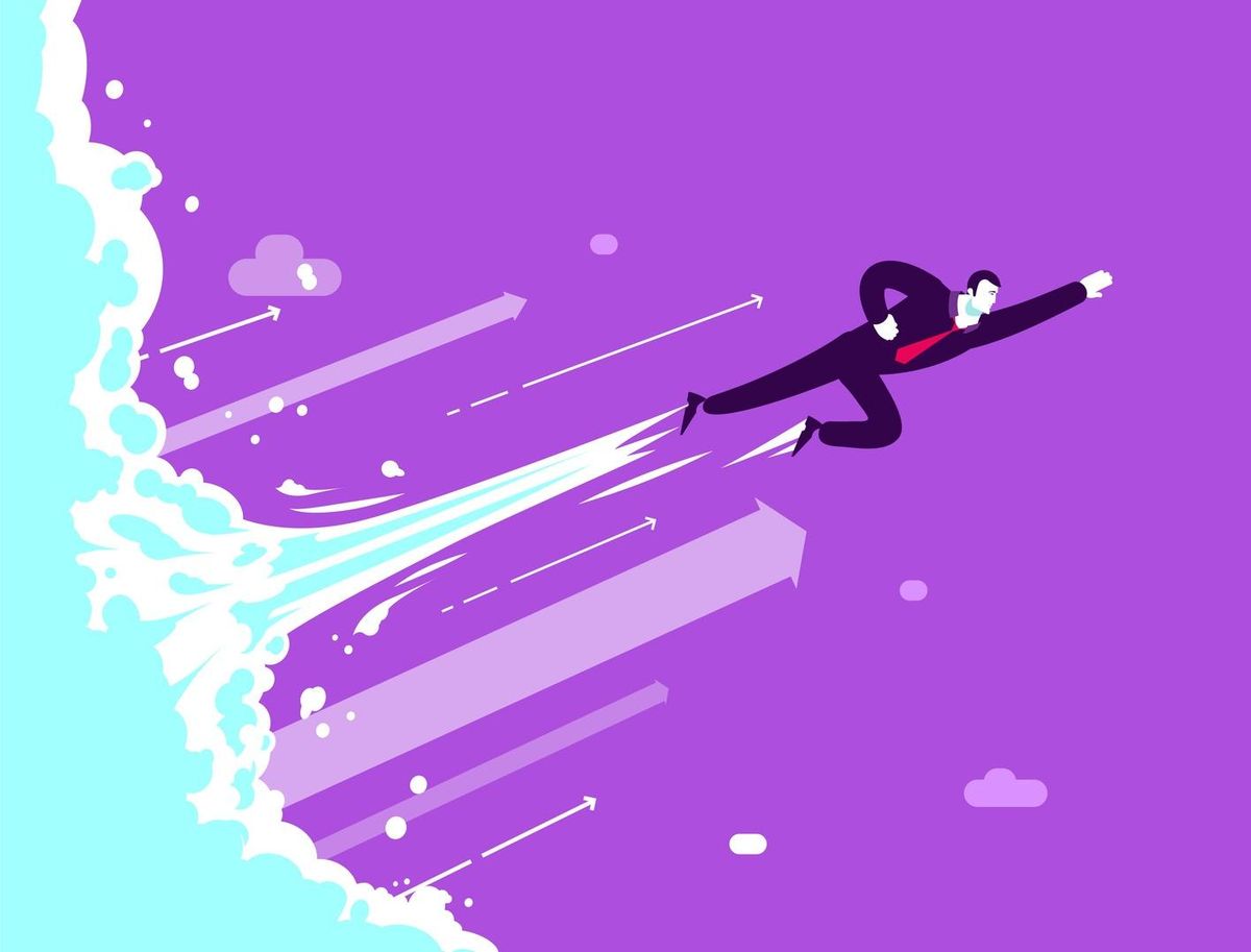 Flying businessman