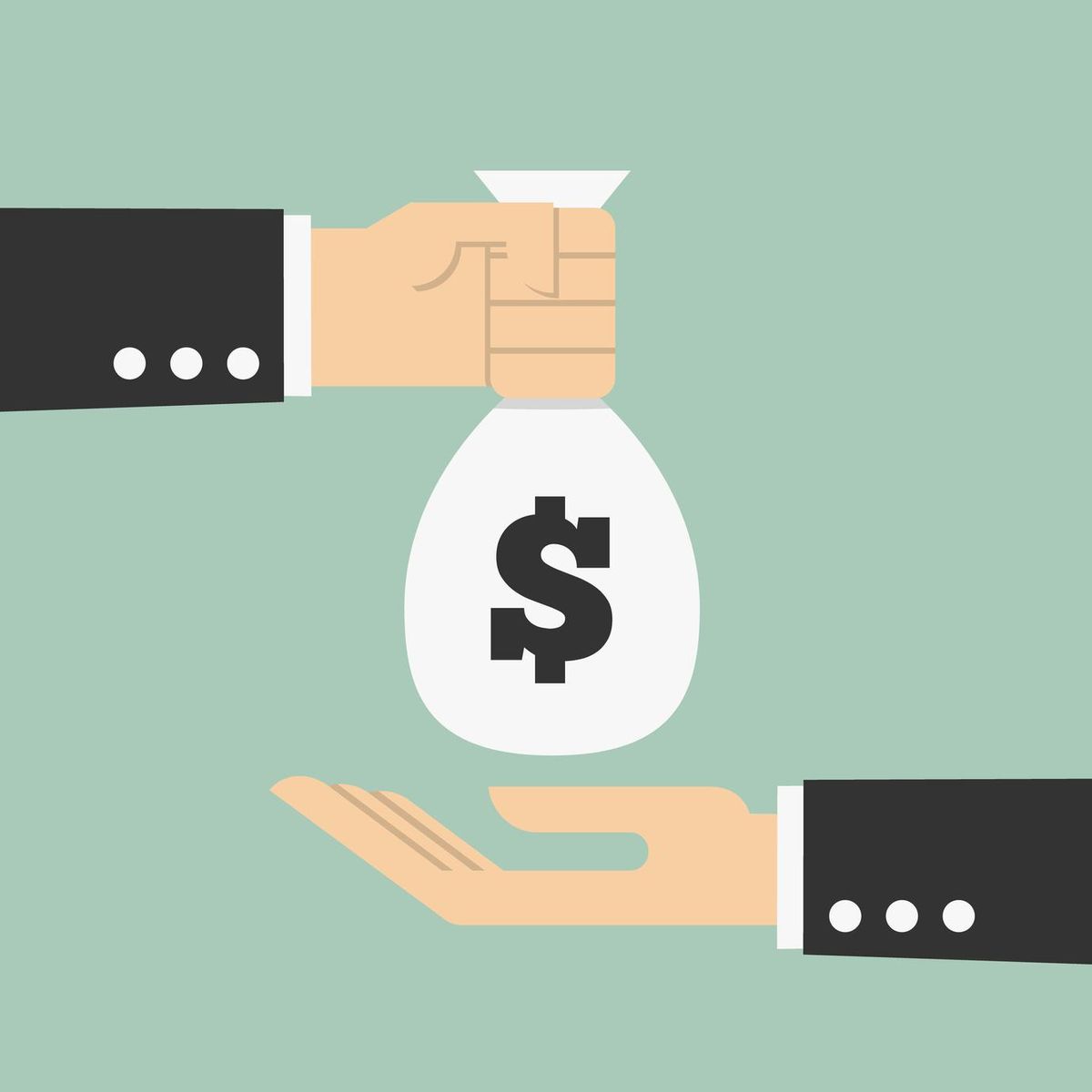 Hand giving money to other hand