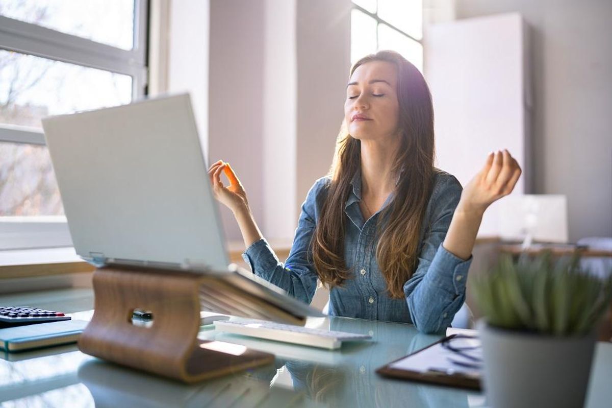 Healthy Yoga And Stress Management In Chair
