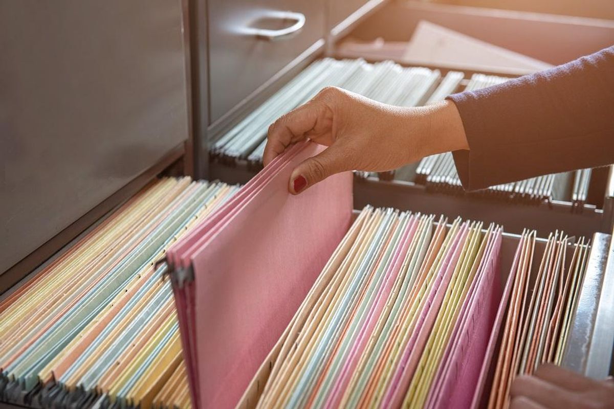 Important documents in files placed in the filing cabinet