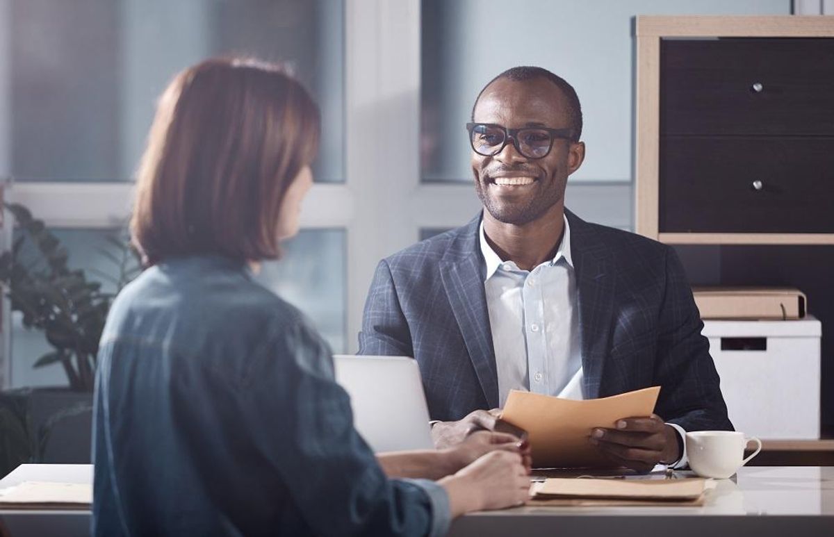 Job candidate describing his soft skills during an interview