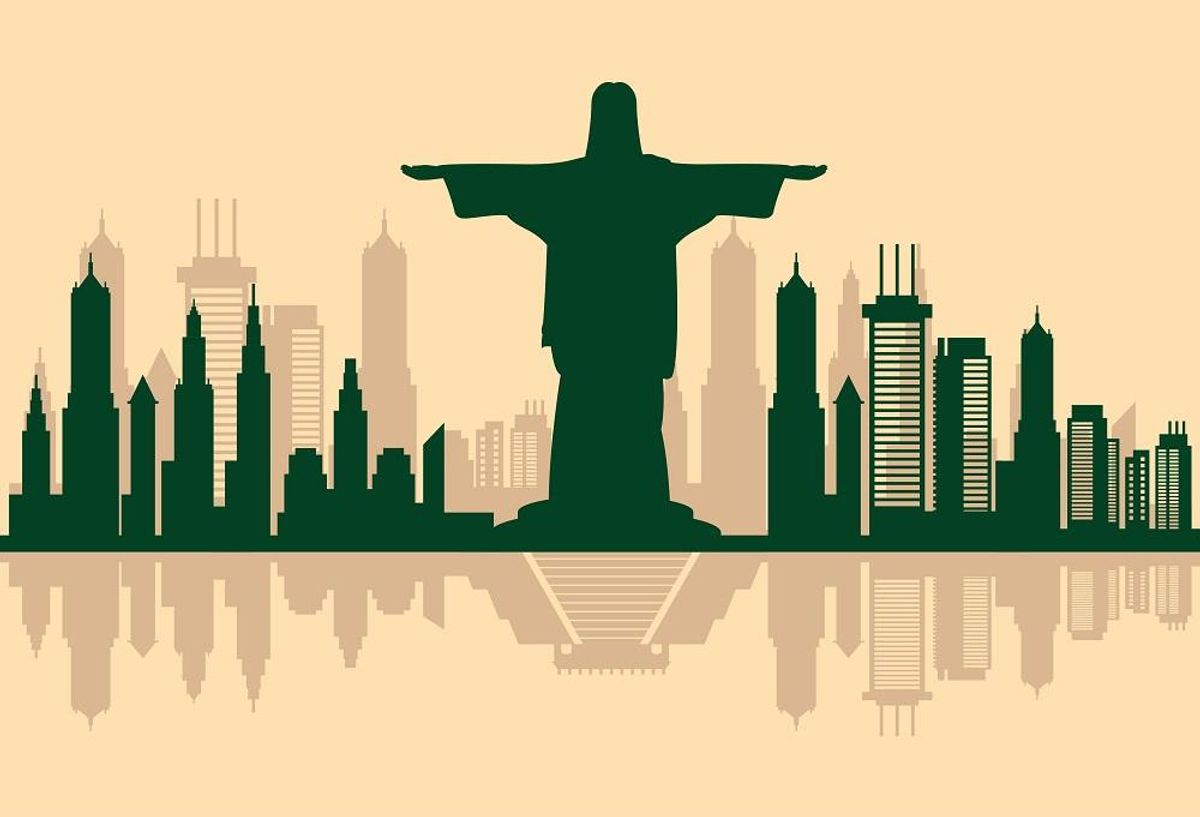 Latin America city skyline scene icon