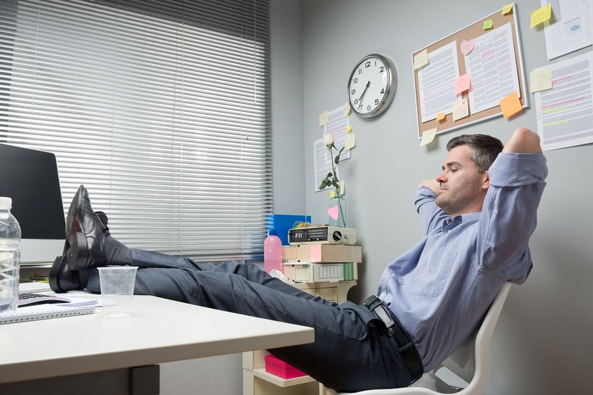 Lazy office worker quiet quitting