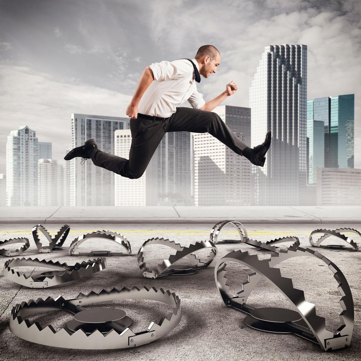 Leader leaping over common traps