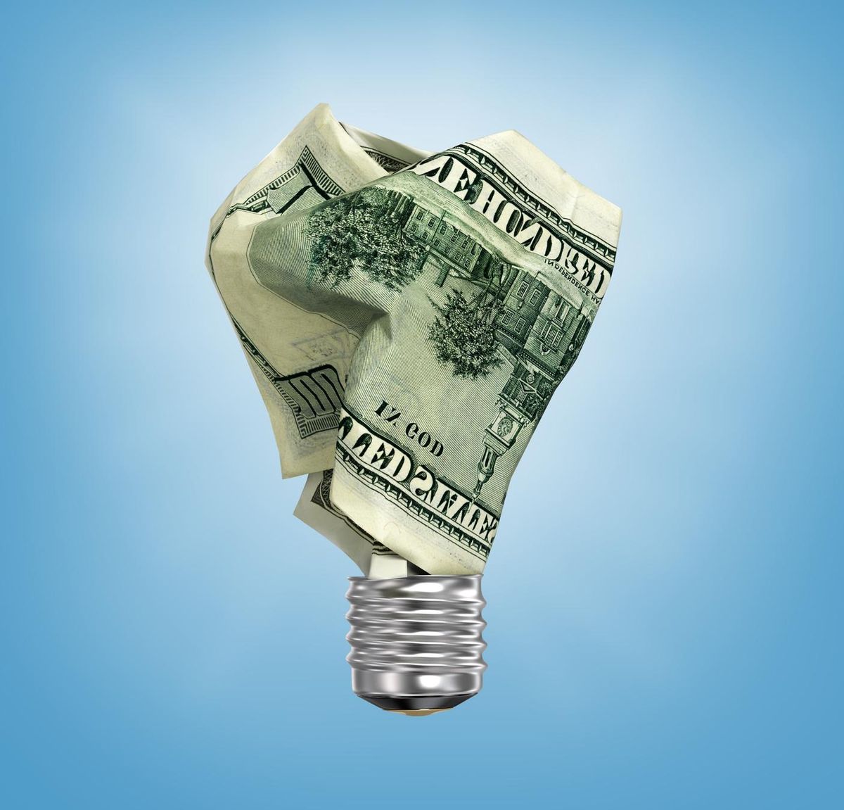 Light bulb with dollar