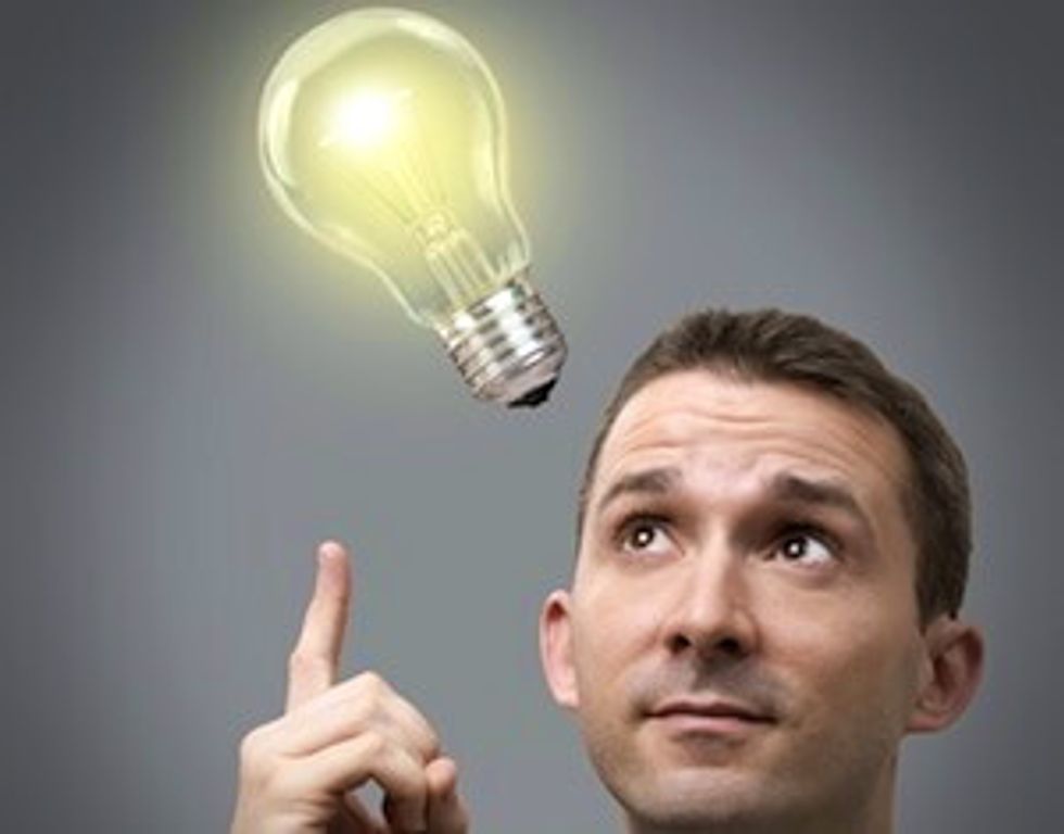 lightbulb above businessman