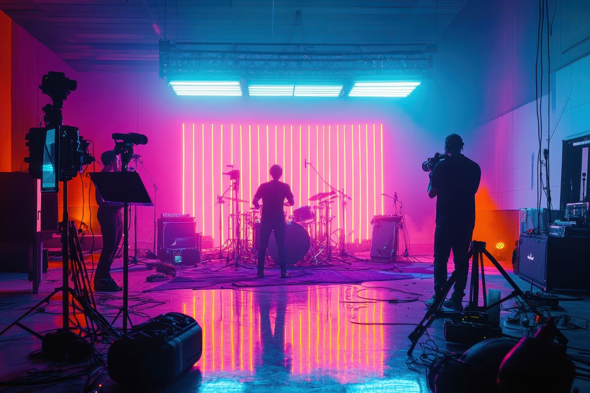 Making a music video in a studio