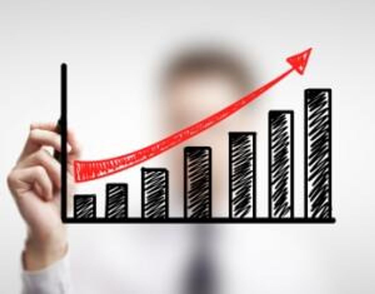 Man charting rapid business growth
