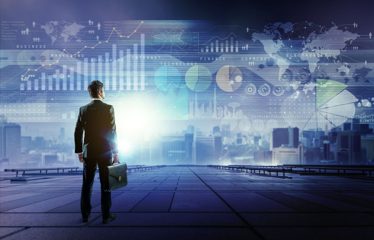 Man considering the marketing innovation of predictive analysis