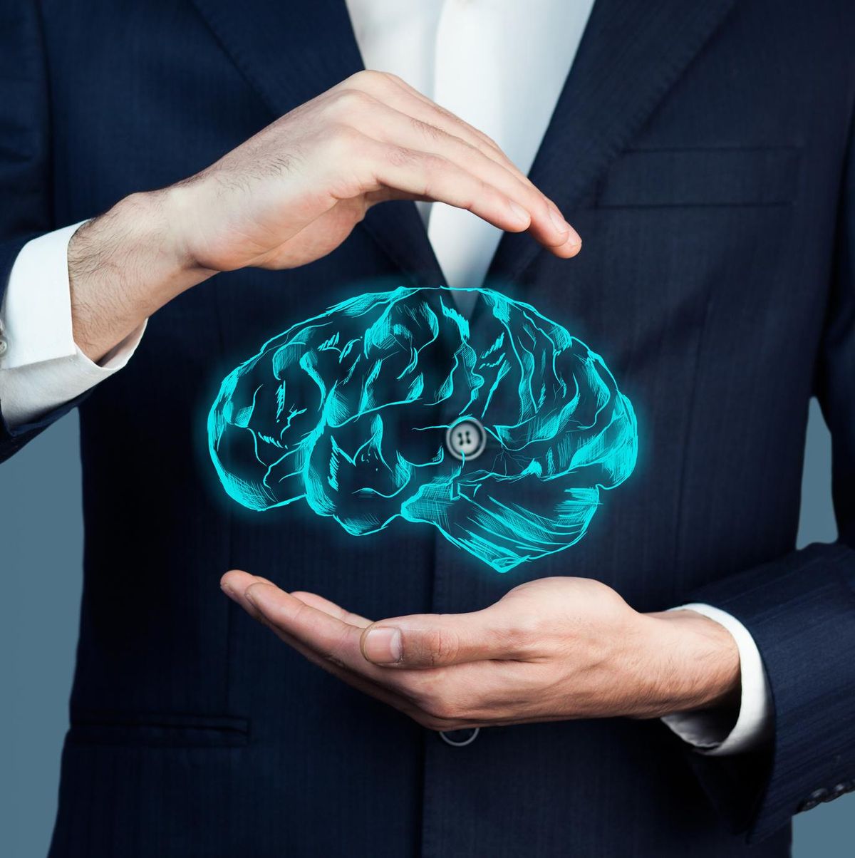 man hand brain