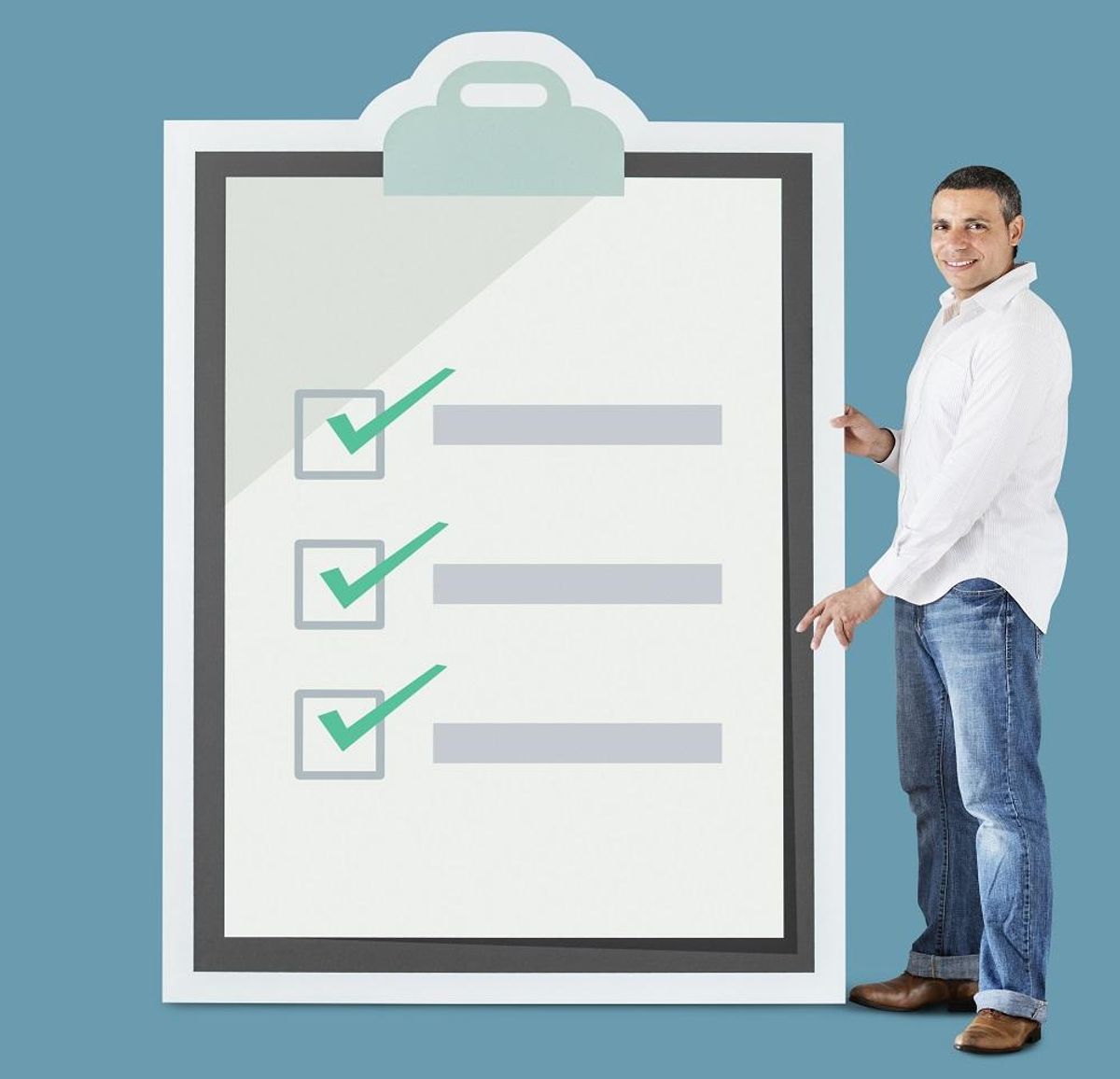Man holding big clipboard