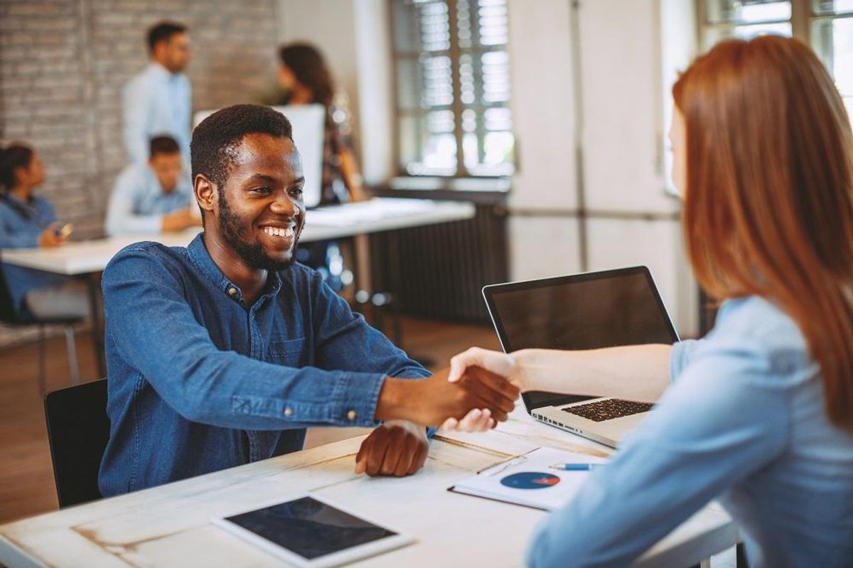 man in a employee interview
