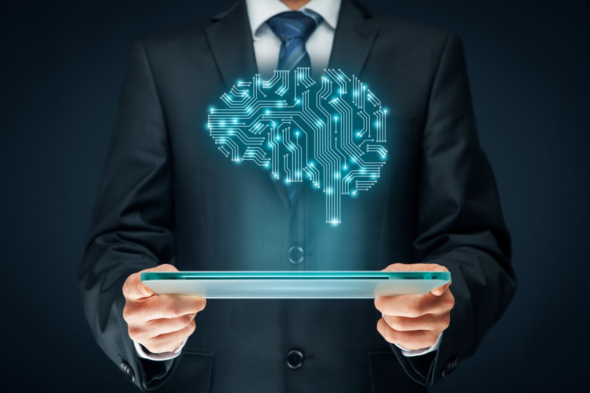 Man using artificial intelligence in the workplace