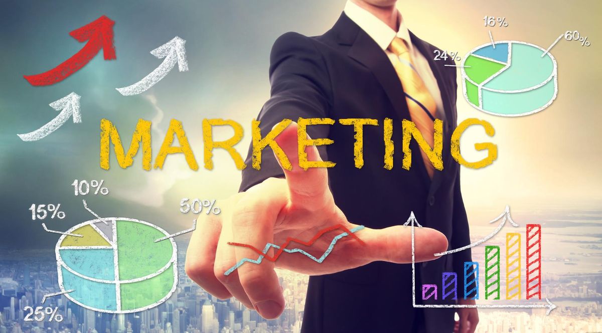 Marketing concept with businessman