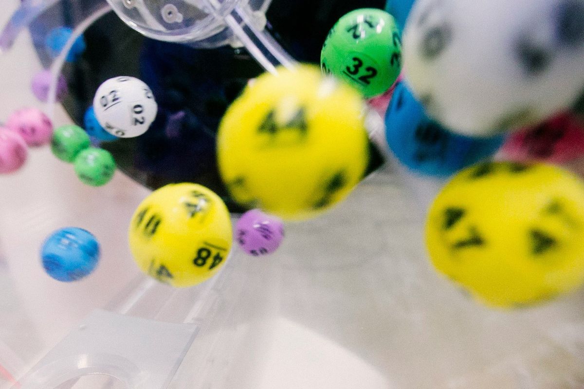 Numbered balls in lottery wheel