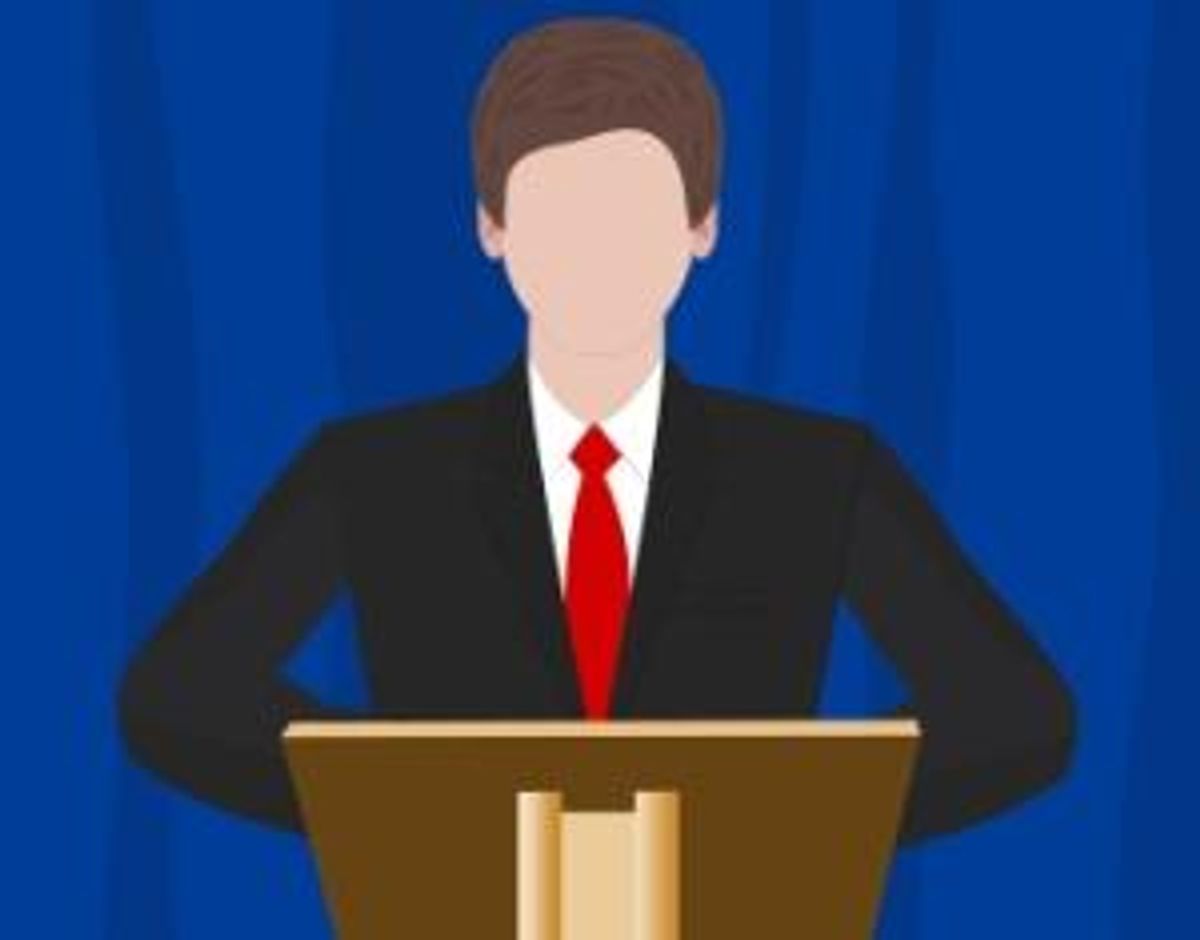 Orator speaking from tribune