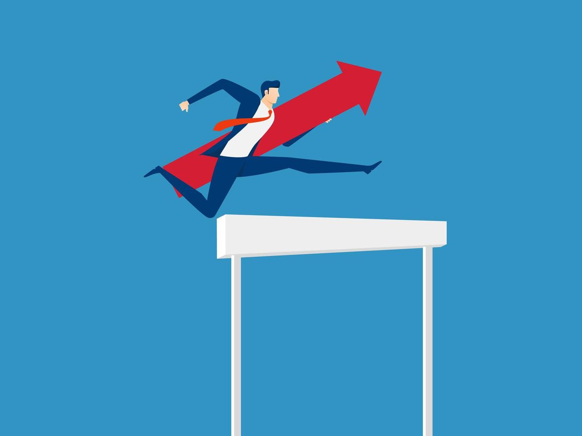 Overcome obstacles and success concept