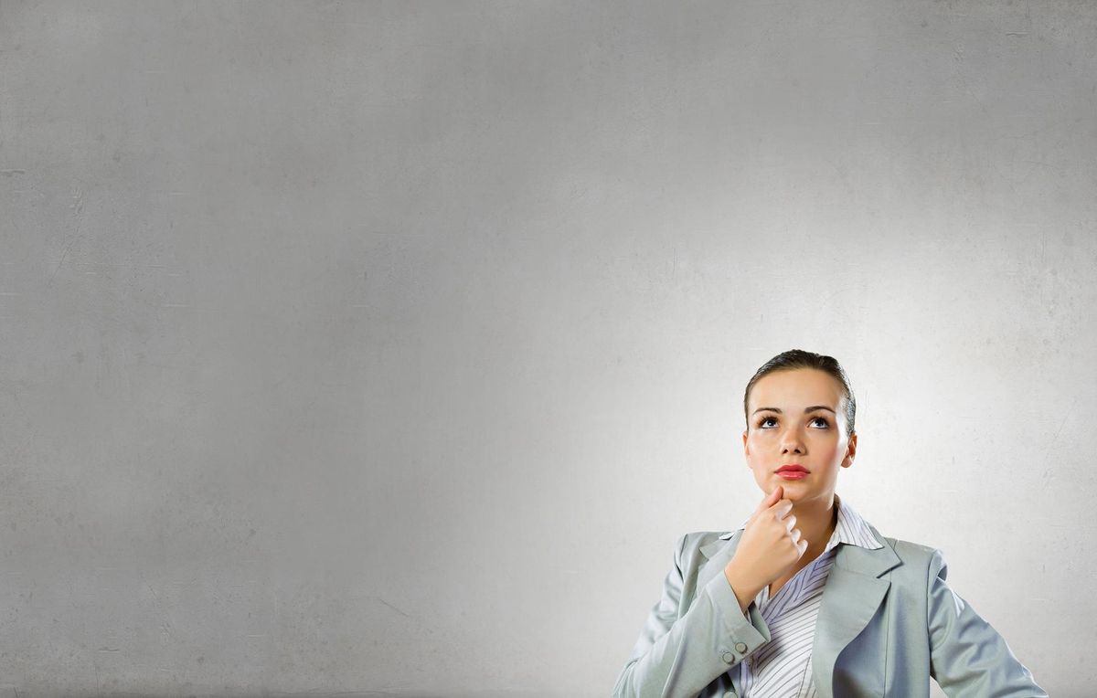Pensive woman and her thoughts