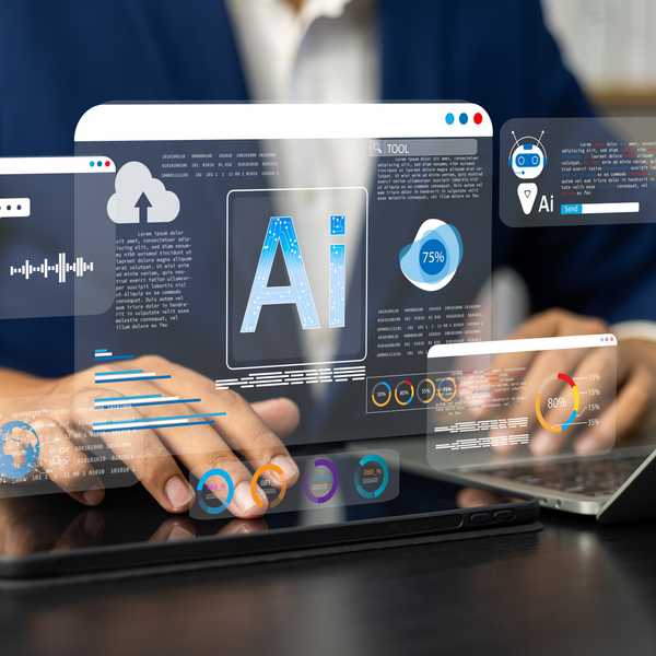 Person using artificial intelligence AI technology to start a side hustle