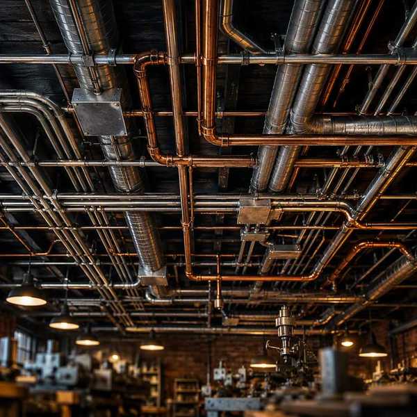 Plumbing and AC ducts representing small business overhead costs