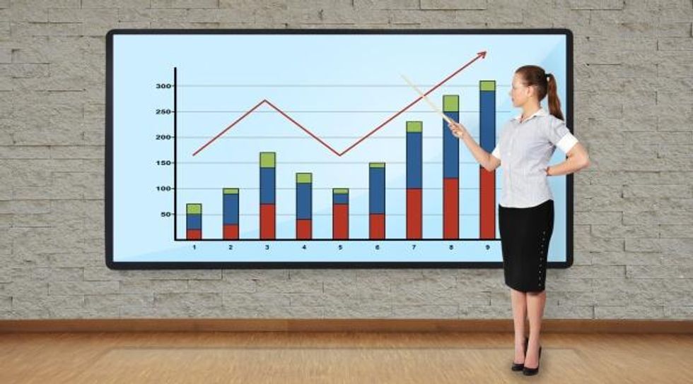 pointing at chart