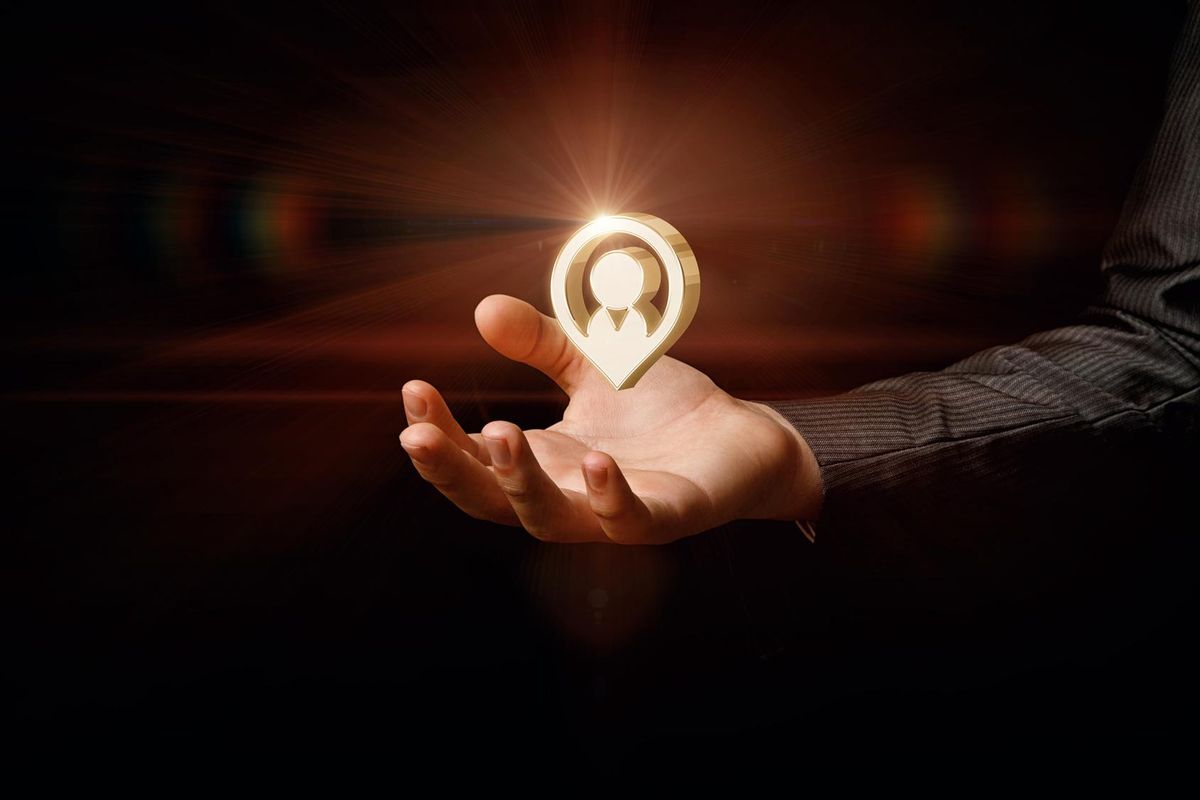 Potential customer in the hand of a businessman.