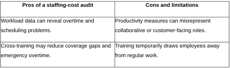 Pros and cons of a staffing cost audit