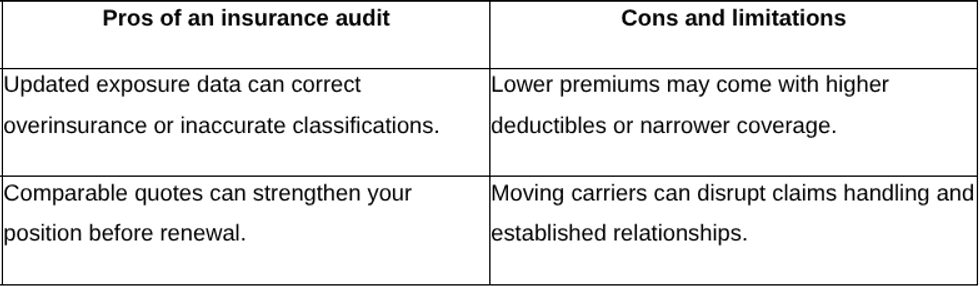 Pros and cons of an insurance audit