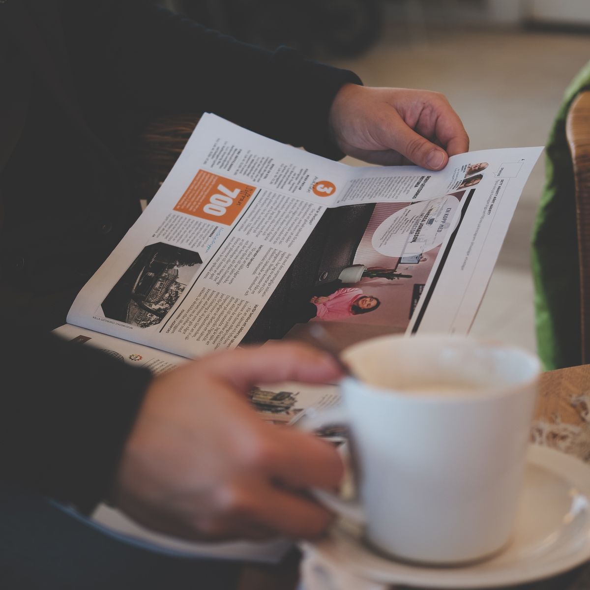 Reading print newspaper advertising