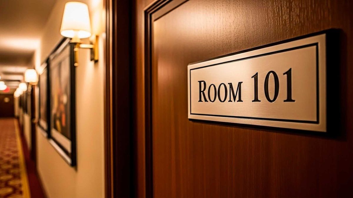 Room number sign in a hotel