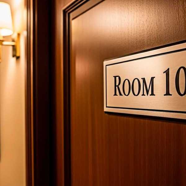 Room number sign in a hotel
