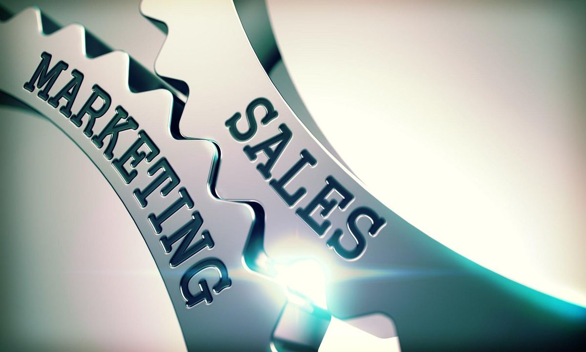 Sales Marketing on Metallic Gears. 3D