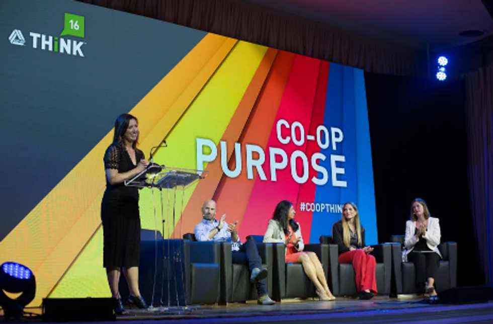 Samantha Paxson announces CO-OP Purpose. Image courtesy of CO-OP