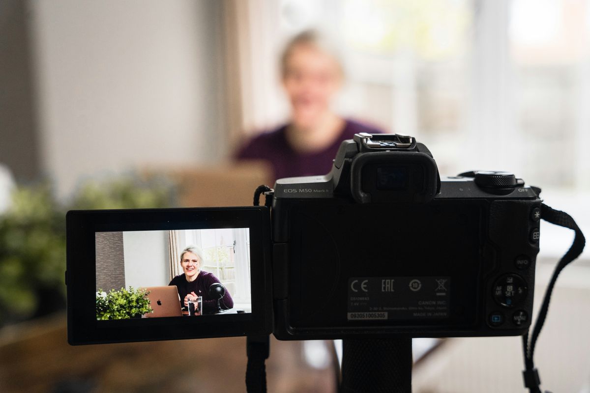 Small business owner hosting a webinar