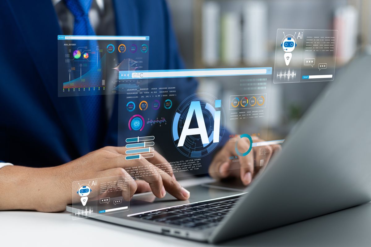 Small business owner using artificial intelligence AI in sales