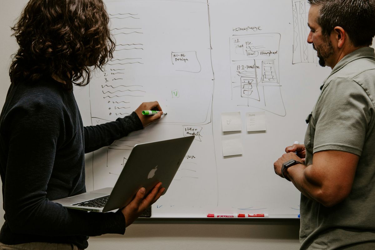 Small business owners designing an e-commerce site