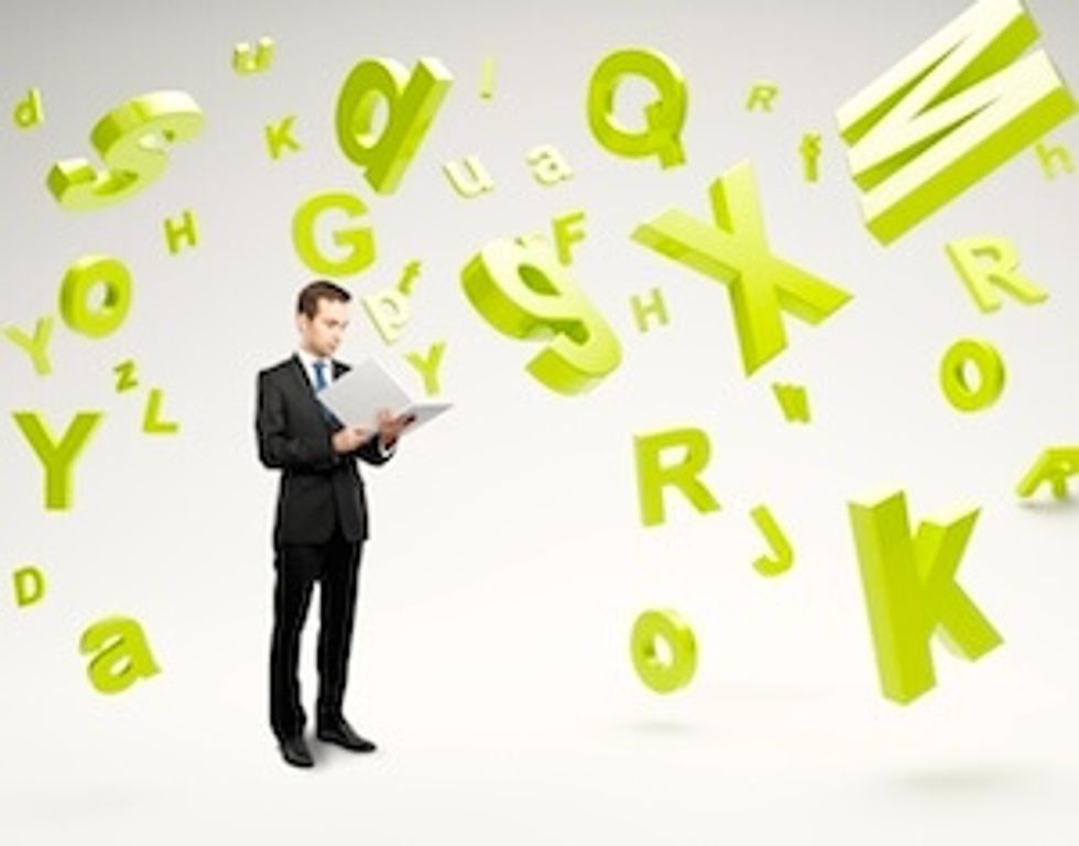 small business website content creation - man with letters surrounding him
