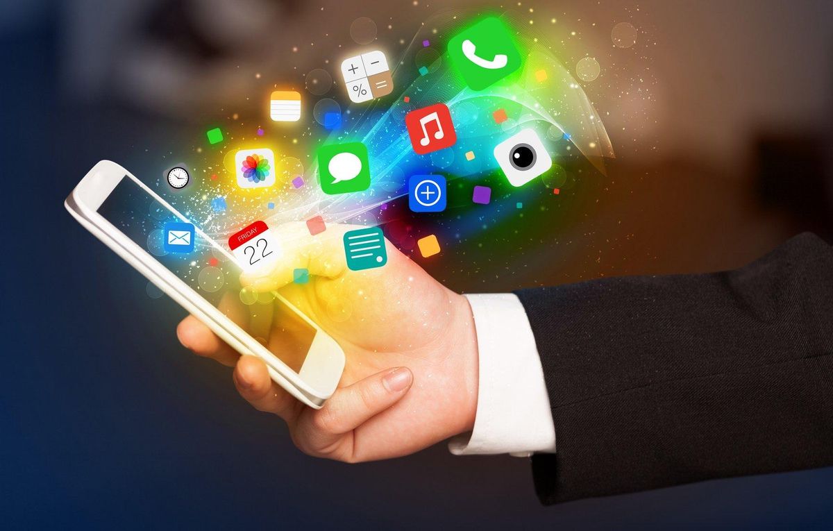smartphone with colorful app icons