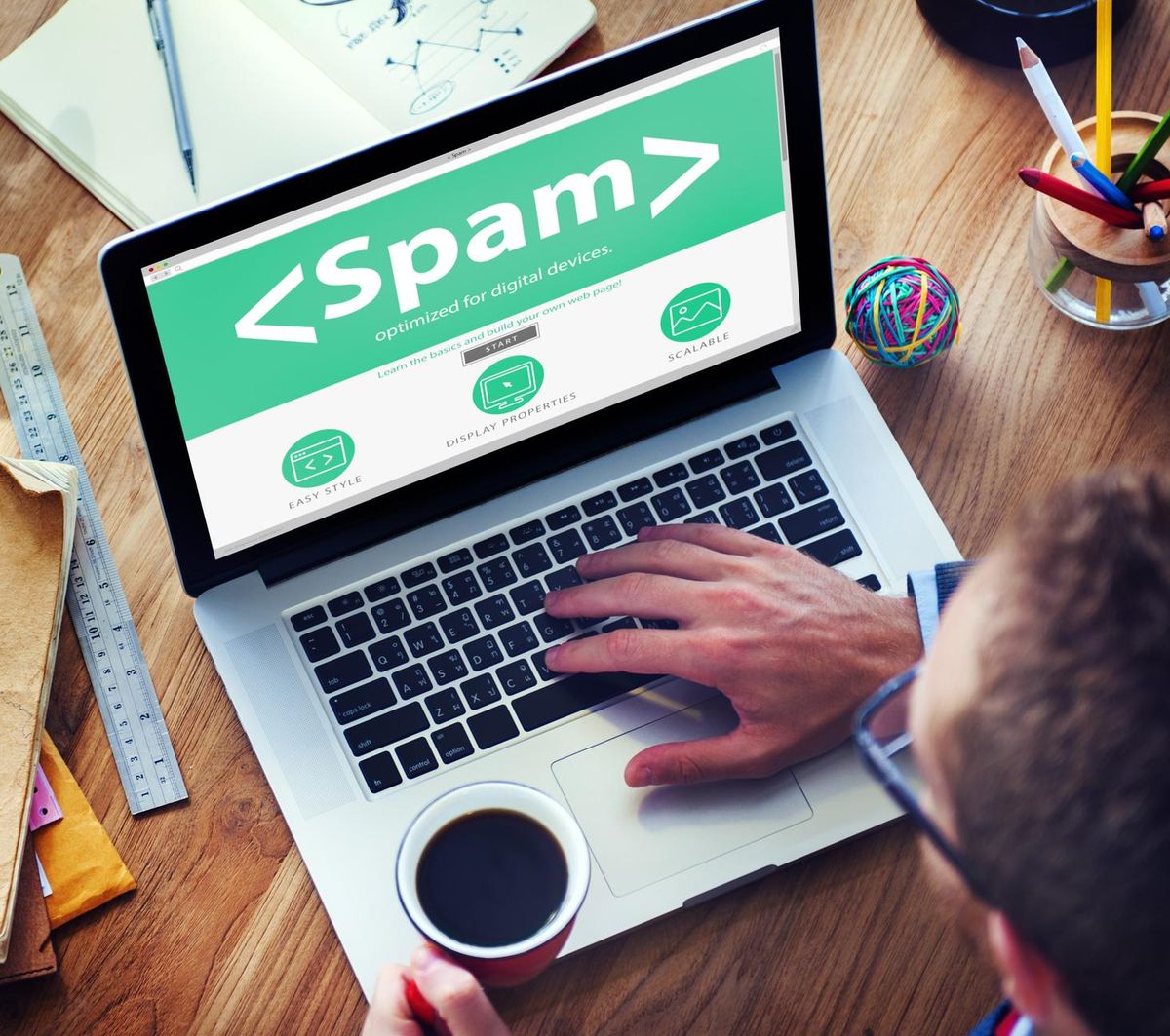 Spam Virus Computer Laptop Internet Security Concept