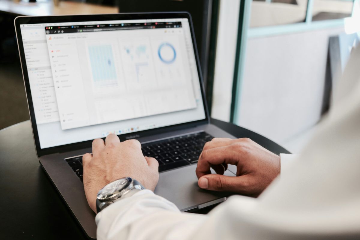 Startup founder looking data for key metrics