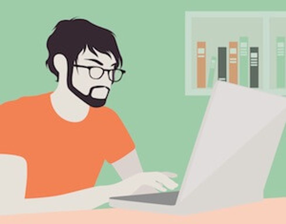 streamline your business: illustration of man working on laptop