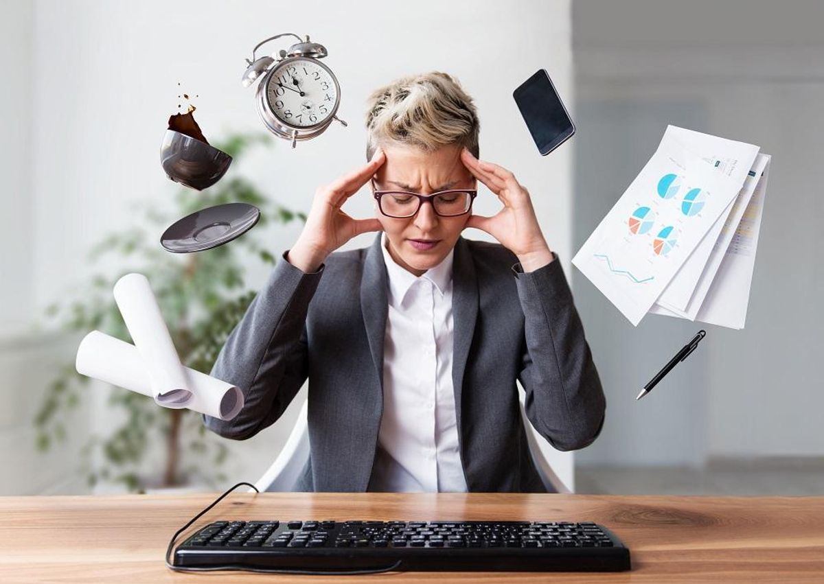 Stressed businesswoman
