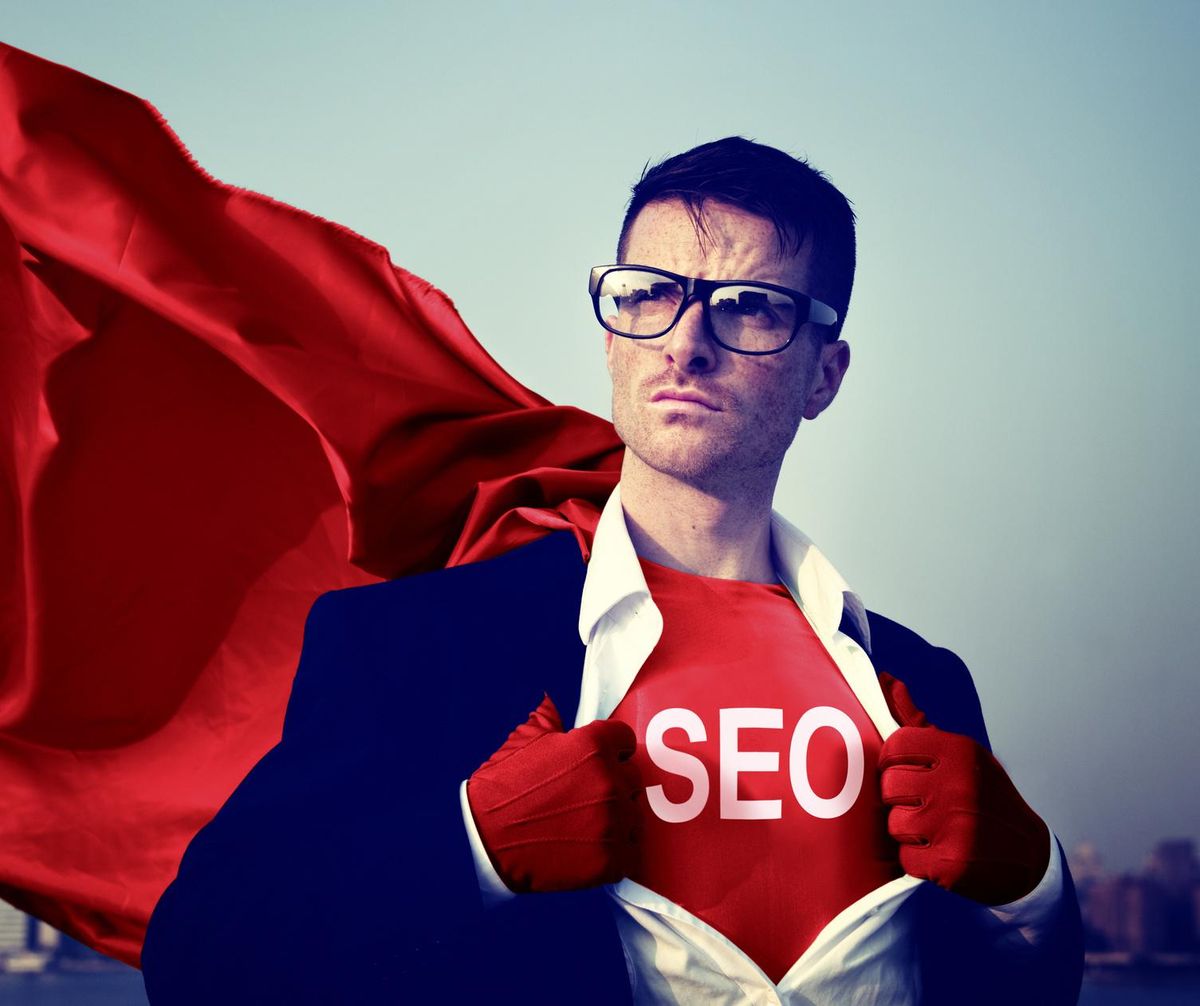 Strong Superhero Businessman SEO