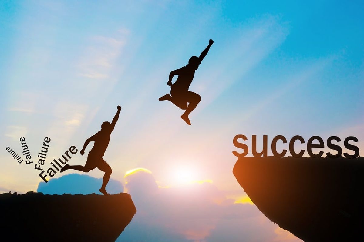 Taking a risk by jumping leads to success
