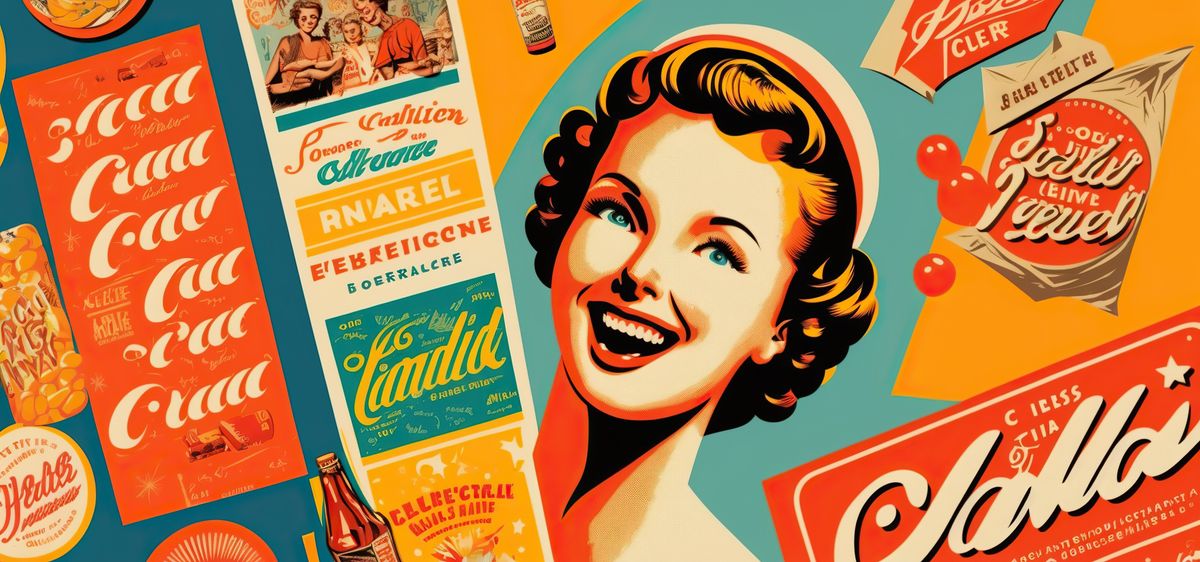Vintage advertisements using nostalgia branding