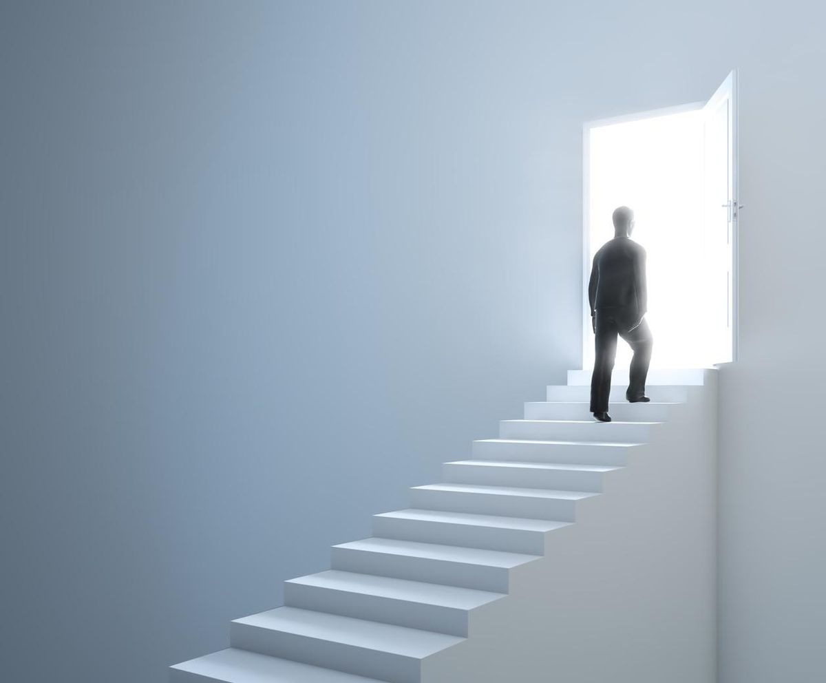 walking up stairs
