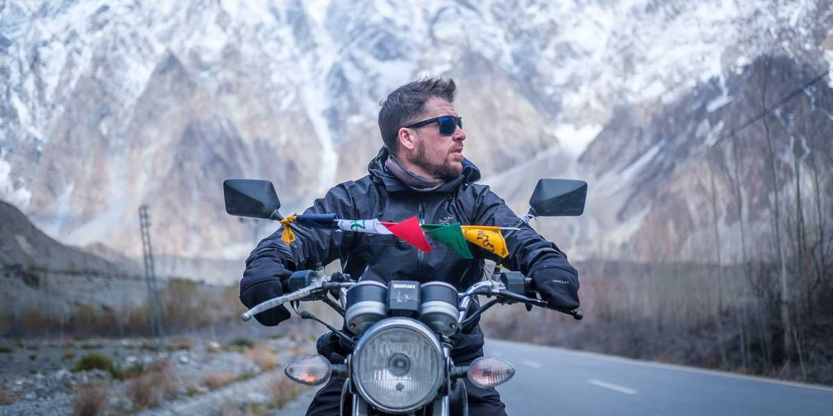 Will Hatton biking in Pakistan for travel blog