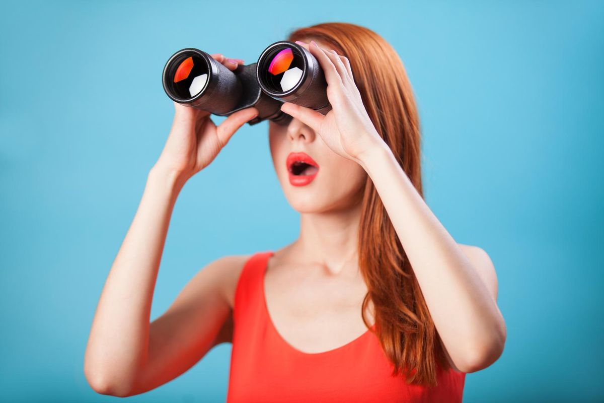 woman binoculars